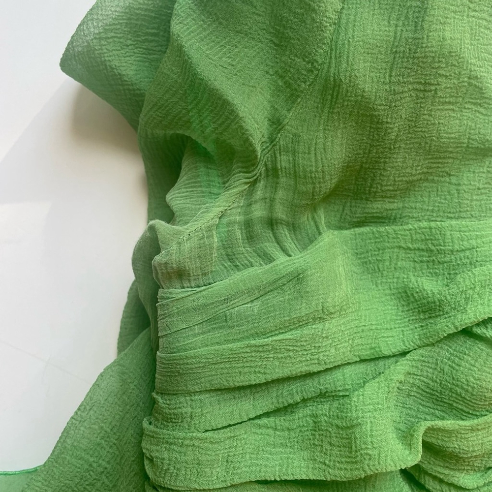Chloé Gazon Green Silk Chiffon Ruched Maxi Dress T 42  us 6 Made in France - Picture 4 of 9